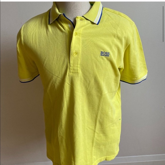 Boss Hugo Boss Golf Label polo shirt Yellow Large - Picture 2 of 3